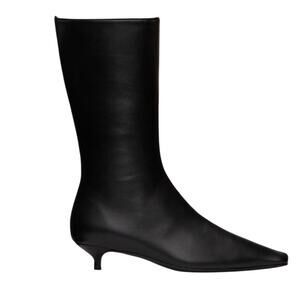 Abra Minimalist  Lord Black Leather Lord Boots Soft Leather Kitten Heel 39/8.5us